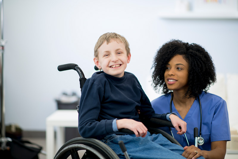 Woman with disabled child